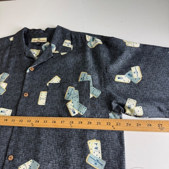 Tommy Bahama Primary Black Dominos All Over Print Silk Hawaiian Shirt MEDIUM - Picture 5 of 6